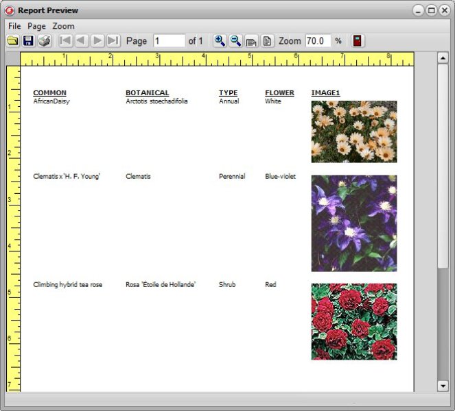 Garden Plant Cataloging Software for Windows PCs plant report
